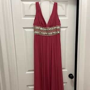Marchesa Notte Magenta Empire Waist Silk Maxi Dress
